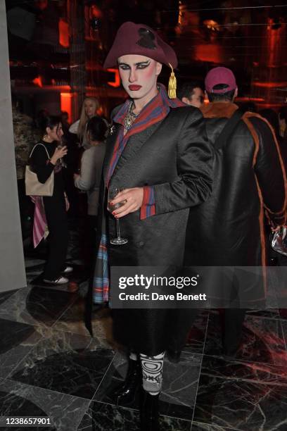 Charles Jeffrey attends an event to celebrate the Maximilian Autumn/Winter 2022 collection in The Green Room at The Londoner Hotel on February 20,...