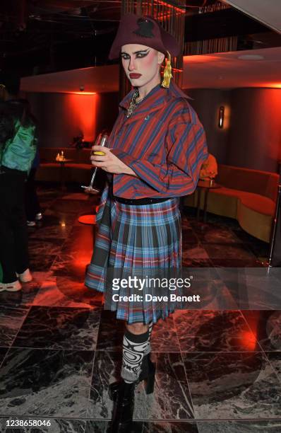 Charles Jeffrey attends an event to celebrate the Maximilian Autumn/Winter 2022 collection in The Green Room at The Londoner Hotel on February 20,...
