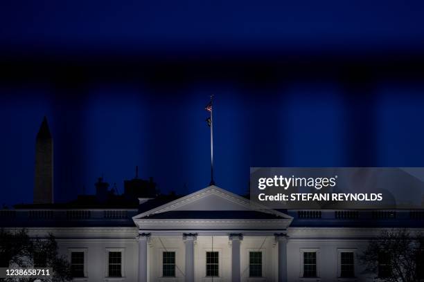 The White House is seen in Washington, DC, on February 20, 2022.