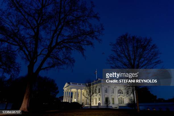 The White House is seen in Washington, DC, on February 20, 2022.