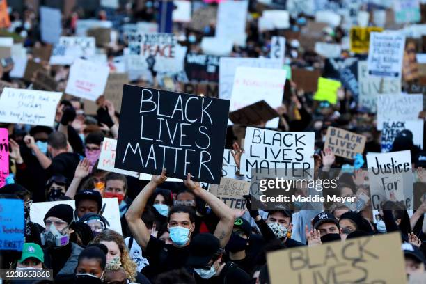 Demonstrators protest in response to the recent death of George Floyd on May 31, 2020 in Boston, Massachusetts. Protests spread across cities in the...