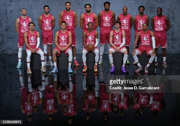 Team Durant poses for a team photo before the 2022 NBA All-Star Game as part of 2022 NBA All Star Weekend on February 20, 2022 at Rocket Mortgage...