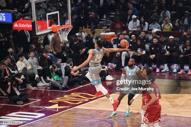 Giannis Antetokounmpo of Team LeBron dunks the ball during the 2020 NBA All-Star Game as part of 2020 NBA All-Star Weekend on February 20, 2022 at...