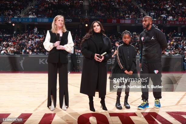 Commissioner Cathy Engelbert and Vanessa Bryant presents Chris Paul of the Phoenix Suns and Daughter Cameron Paul with Kobe & Gigi Bryant WNBA...