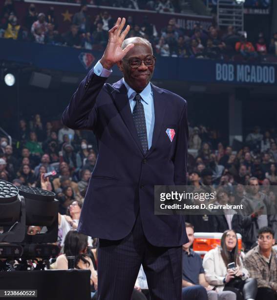 Legend, Bob McAdoo is introduced during the NBA 75th Anniversary celebration during the 2022 NBA All-Star Game as part of 2022 NBA All Star Weekend...