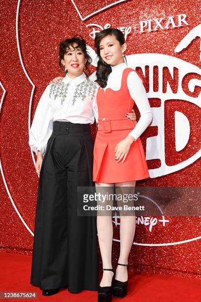 Sandra Oh and Rosalie Chiang attend the UK Gala Screening of "Turning Red" at Everyman Borough Yards on February 21, 2022 in London, England.