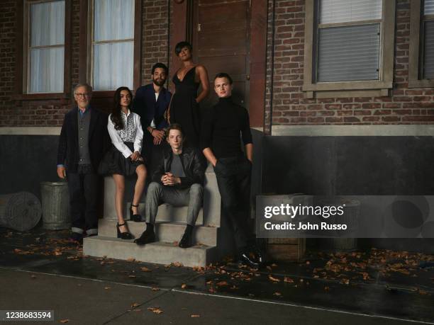 Film director Steven Spielberg with actors Rachel Zegler, David Alvarez, Mike Faist, Ariana DeBose & Ansel Elgort are photographed for 20th Century...