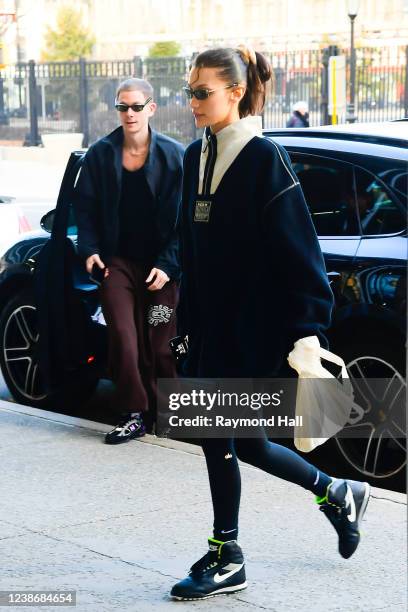 Bella Hadid is seen walking in soho on February 21, 2022 in New York City.