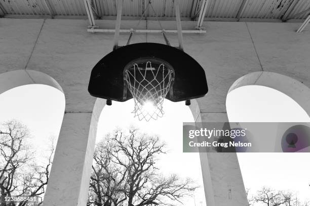 Playground Basketball: View of basket at MacGregor Park Community Center courts during photo shoot. Houston, TX 1/22/2022 CREDIT: Greg Nelson