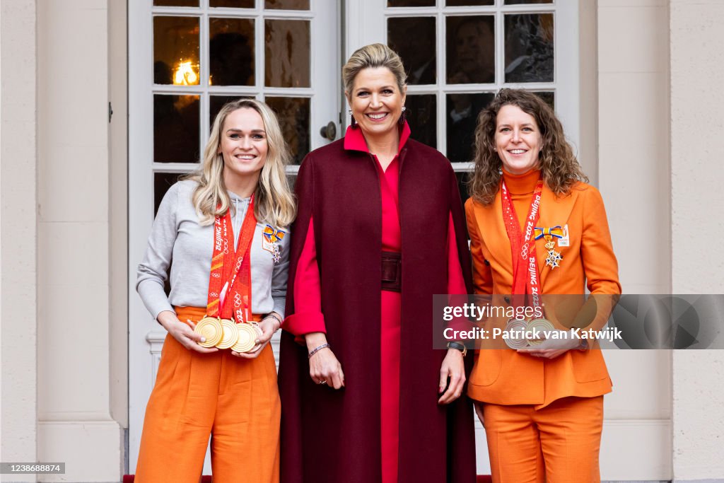 King Willem-Alexander Of The Netherlands And Queen Maxima Welcome Olympic Medal Winners At Palace Noordeinde