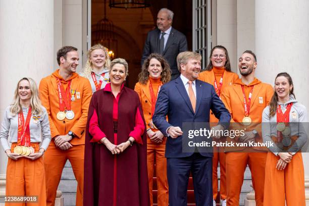 King Willem-Alexander of The Netherlands and Queen Maxima of The Netherlands welcome the Dutch Medal winners of the Olympic Winter Games at...