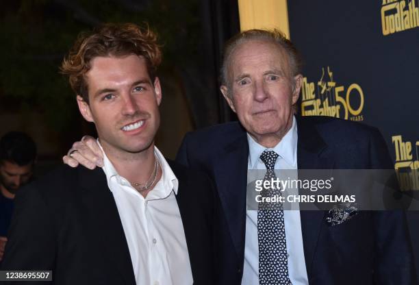 Actor James Caan and son James Caan Jr. Arrive for "The Godfather" 50th Anniversary premiere screening event at Paramount Theatre in Hollywood,...