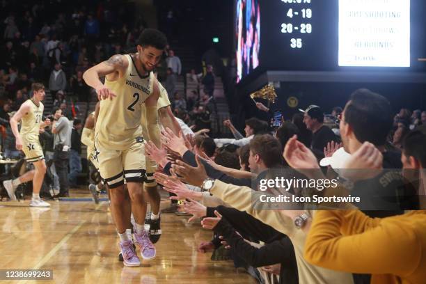 Vanderbilt Commodores guard Scotty Pippen Jr. Leads the team past the student section following a 72-67 win in game between the Vanderbilt Commodores...