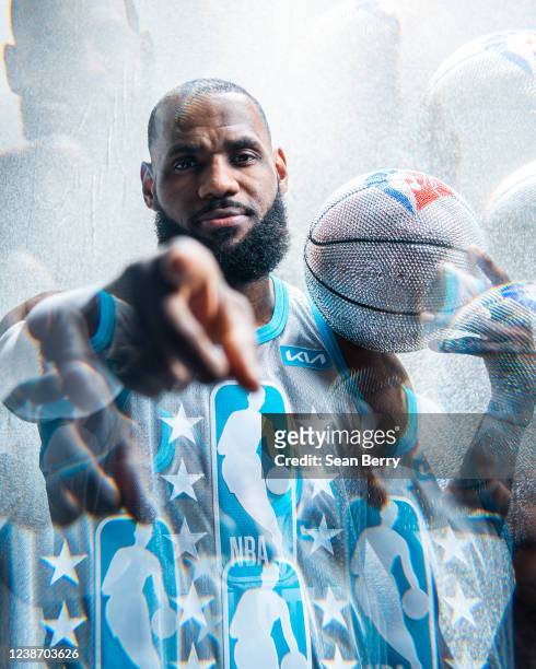 LeBron James of Team LeBron poses for a portrait prior to the 71st NBA All-Star Game as part of 2022 NBA All Star Weekend on February 20, 2022 at...