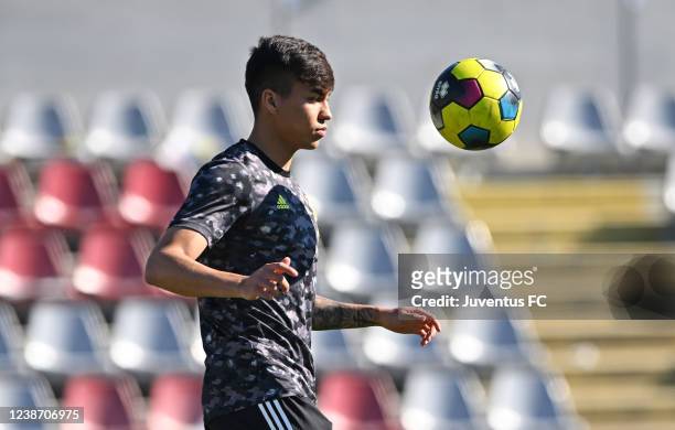 Kaio Jorge of Juventus U23 during warm up ahead of the Serie C match between Juventus U23 and Pro Patria at Stadio Giuseppe Moccagatta on February...