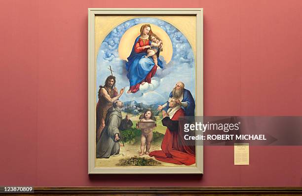The painting "Madonna di Foligno", which is closely related to "Sixtinische Madonna" , by Italian artist Raphael is displayed at the Gemaeldegalerie...