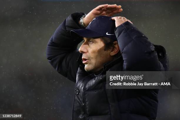 Antonio Conte the head coach / manager of Tottenham Hotspur reacts during the Premier League match between Burnley and Tottenham Hotspur at Turf Moor...