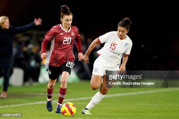 Lina Magull of Germany Women, Jess Carter of England Women during the International Friendly Women match between England v Germany at the Molineux...