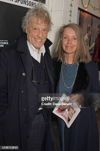 Sir Tom Stoppard and Sabrina Guinness attend the press night after party for "The Collaboration" at The Young Vic on February 23, 2022 in London,...