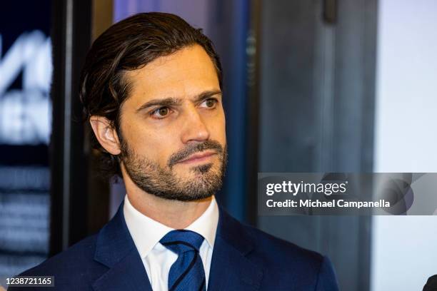 Prince Carl Philip of Sweden inaugurates the Avicii Experience Interactive Museum on February 24, 2022 in Stockholm, Sweden.