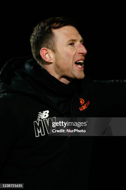 Mike Williamson, Gateshead Player Manager, reacts during the Vanarama National League North match between Gateshead and Farsley Celtic at the...