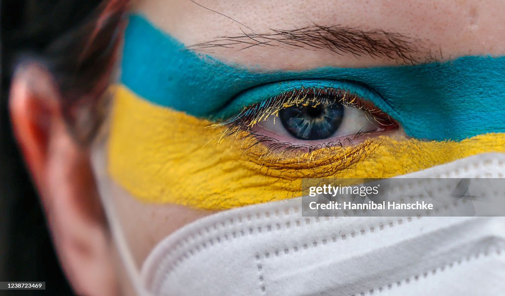 Protesters In Berlin Demonstrate Against Russian Invasion Of Ukraine