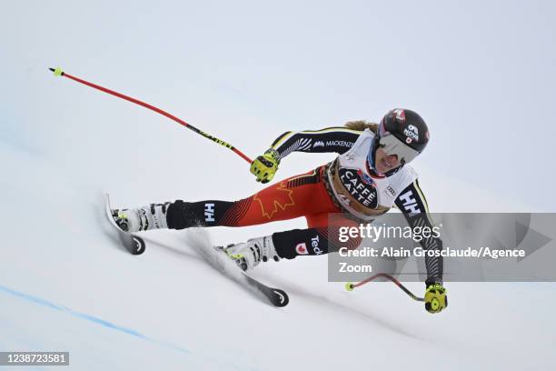 Marie-michele Gagnon of Team Canada in action during the Audi FIS Alpine Ski World Cup Women's Downhill Training on February 24, 2022 in Crans...