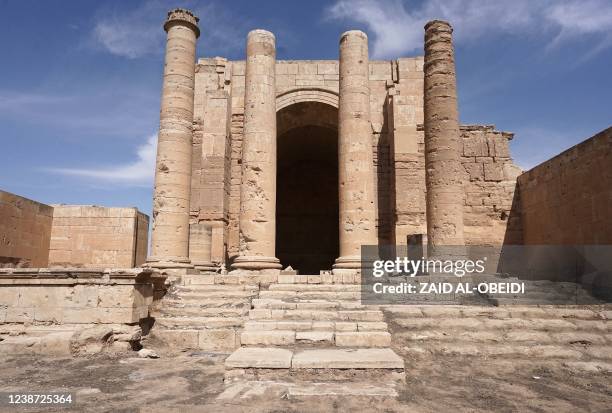 Picture taken on February 24 shows a view of Iraq's ancient city of Hatra in the northern region of al-Hadar, 105 kilometers south of Mosul, during a...