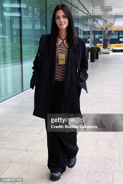Thursday February 24nd 2022: Vittoria Ceretti is seen during the Milan Fashion Week Fall/Winter 2022/2023 on February 24, 2022 in Milan, Italy. Local...