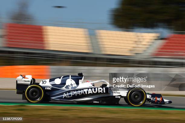 Pierre Gasly . During Day Two of F1 Testing at Circuit de Barcelona-Catalunya on February 24, 2022 in Barcelona, Spain.