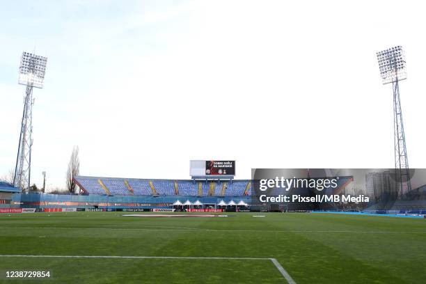 General view of Maksimir Stadium before the UEFA Europa League Knockout Round Play-Offs Leg Two match between Dinamo Zagreb and Sevilla FC at...