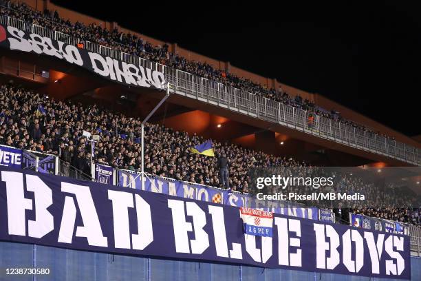 Fans of Dinamo Zagreb during the UEFA Europa League Knockout Round Play-Offs Leg Two match between Dinamo Zagreb and Sevilla FC at Maksimir Stadium...