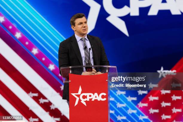 James OKeefe, president of Project Veritas, president of Project Veritas, speaks during the Conservative Political Action Conference in Orlando,...