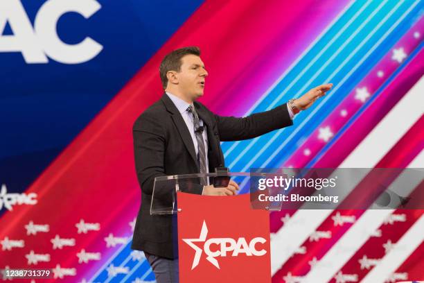 James OKeefe, president of Project Veritas, president of Project Veritas, speaks during the Conservative Political Action Conference in Orlando,...