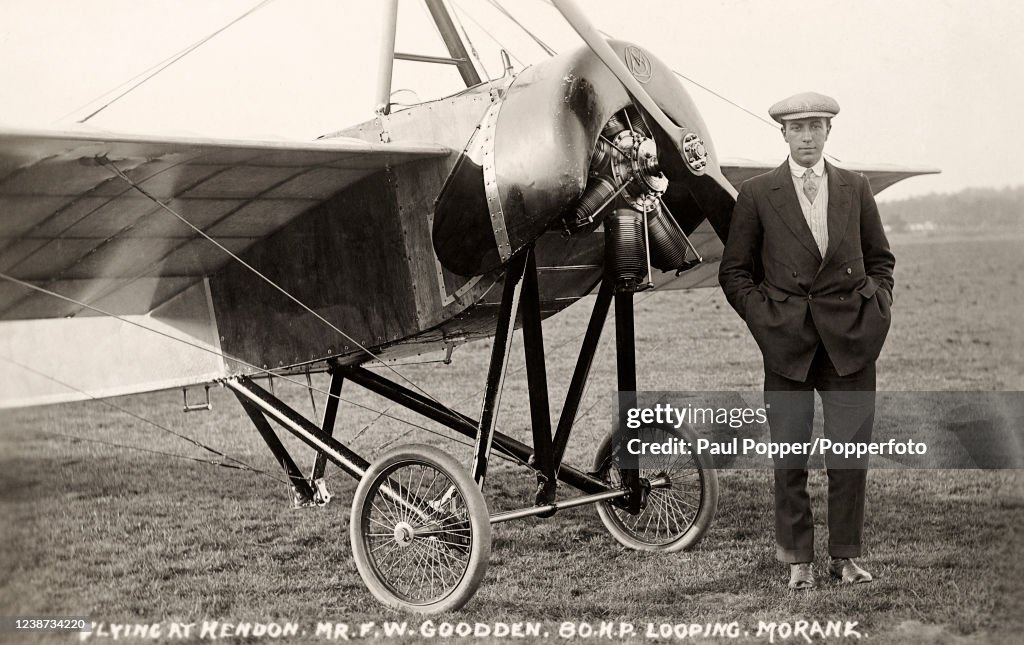 Goodden A vintage postcard featuring English aviation pioneer Frank Widenham ...
