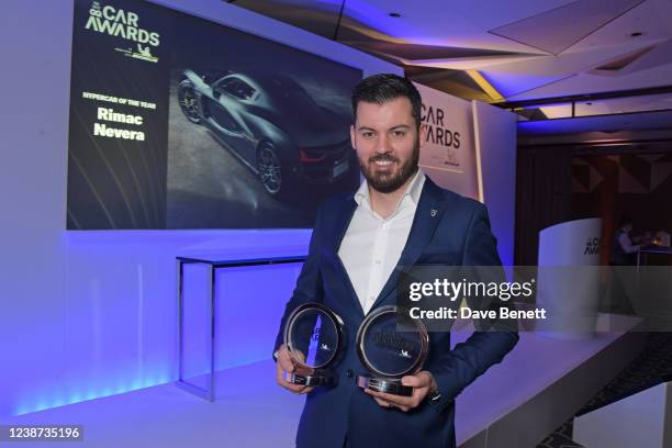 Mate Rimac, winner of the Hypercar Of The Year award and the Pioneer of the Year award for Mate Rimac, attends the GQ Car Awards 2022 in association...