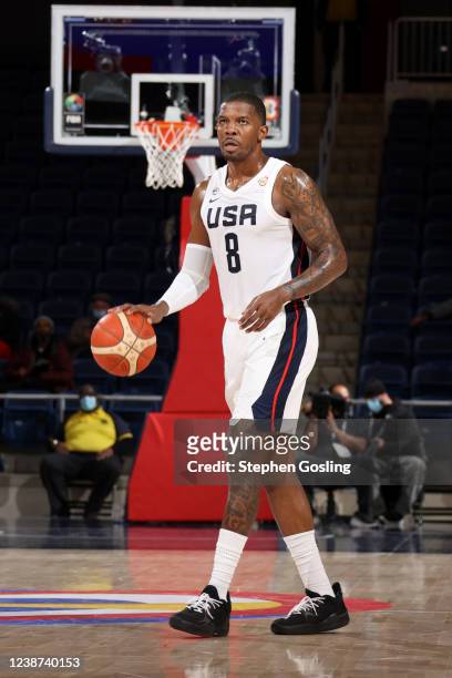 Joe Johnson of the USA Men's Basketball team dribbles the ball during the game against the Puerto Rico Men's Basketball team on February 24, 2022 at...