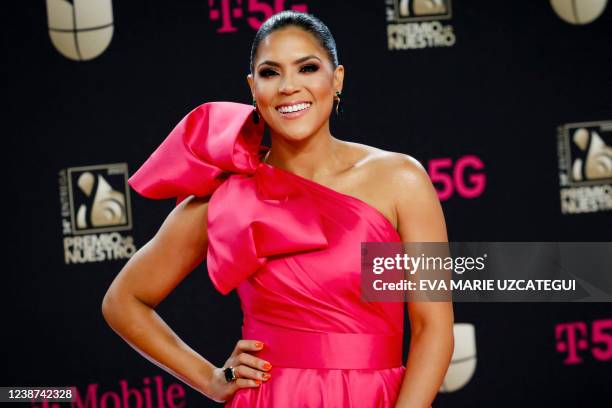 Dominican actress Francisca Lachapel arrives for Univision's 34th Edition of "Premio Lo Nuestro" at FTX Arena in Miami, Florida, on February 24, 2022.
