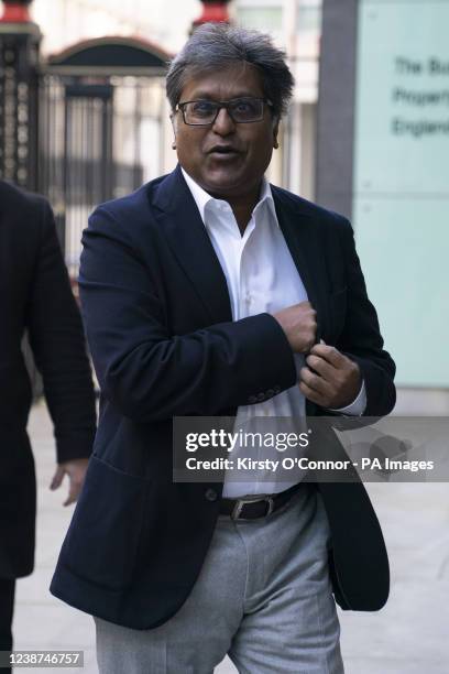 Lalit Modi, a businessman who founded the Indian Premier League cricket, arrives at the Rolls Building at the High Court in London, where he is being...