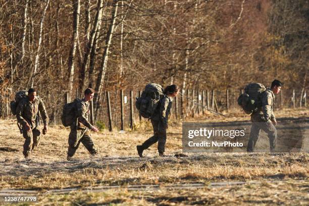Soldiers of the 82nd Airborne Division are seen at the temporary military base for U.S. Troops established at the Arlamow Airport. Wola Korzeniecka,...