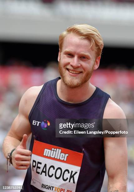 Jonnie Peacock of Great Britain after competing in the men's 100 metres T43/44 race in the IPC Grand Prix Final during the Muller Anniversary Games...