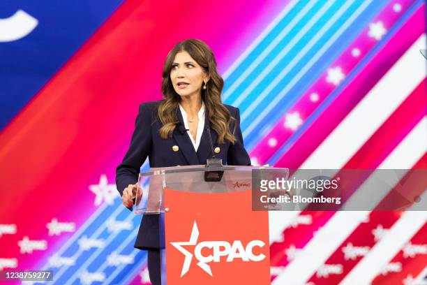 Kristi Noem, governor of South Dakota, speaks during the Conservative Political Action Conference in Orlando, Florida, U.S., on Friday, Feb. 25,...