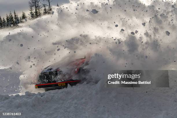 Thierry Neuville of Belgium and Martijn Wydaeghe of Belgium compete with their Hyundai Shell Mobis WRT Hyundai i20 N Rally1 during Day Two of the FIA...