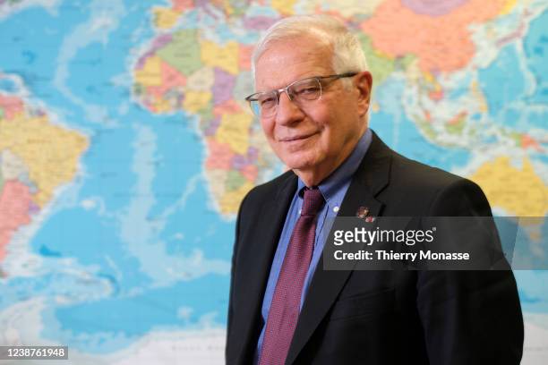 Commissioner for Foreign Affairs and Security Policy - Vice President Josep Borrell is posing for media media in his office in the Berlaymont, the EU...