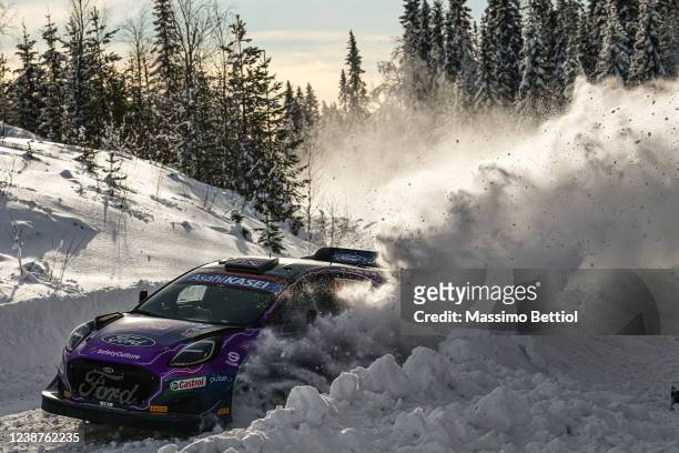 Gus Greensmith of Great Britain and Jonas Andersson of Sweden compete with their M-Sport Ford WRT Ford Puma Rally1 during Day Two of the FIA World...