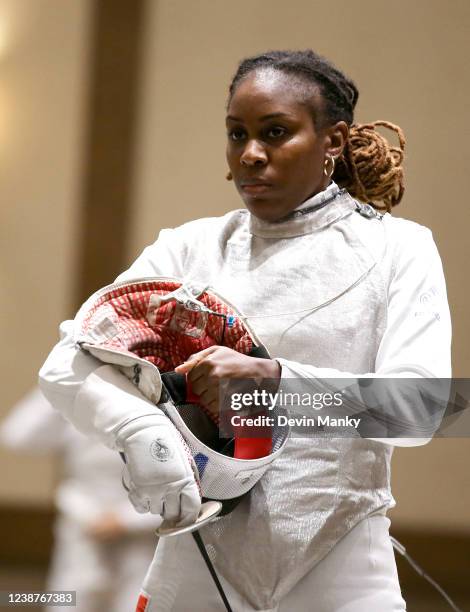 Anita Blaze of France prepares to fence during the individual qualification rounds at the Womens Foil World Cup on February 25, 2022 at the Fiesta...