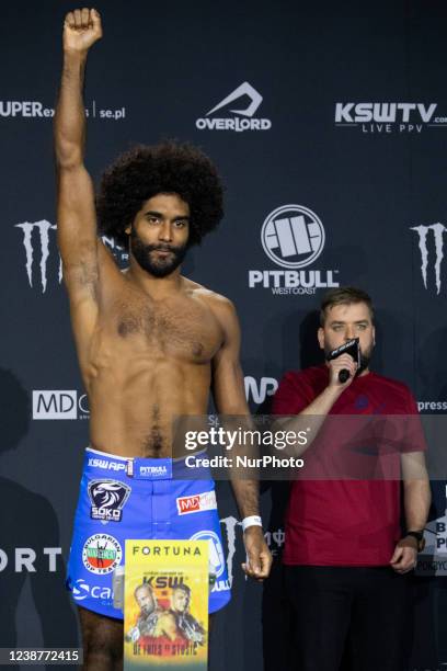 Yann Liasse during the KSW 67 Official Weigh-In, in Warsaw, Poland, on February 25, 2022.