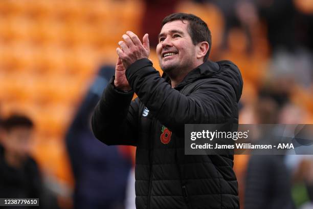 Nigel Clough the manager / head coach of Mansfield Town at full time of the Sky Bet League Two match between Bradford City and Mansfield Town at...