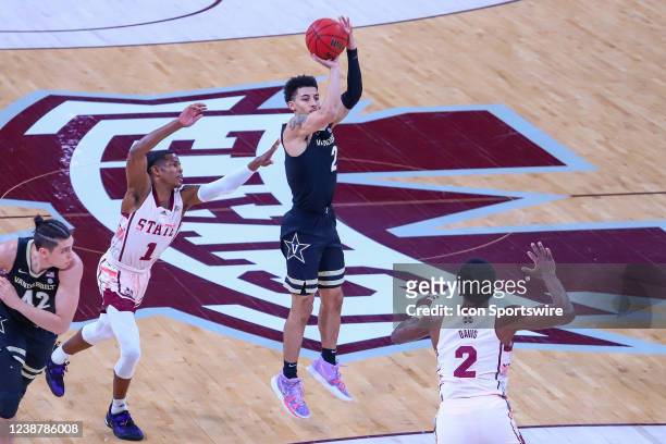 Vanderbilt Commodores guard Scotty Pippen Jr. Shoots during the game between the Mississippi State Bulldogs and the Vanderbilt Commodores on February...