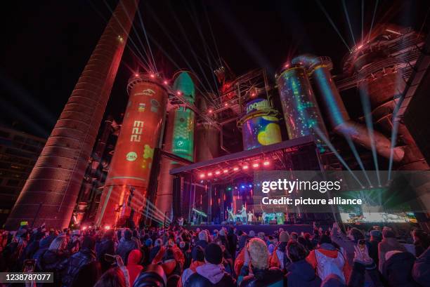 February 2022, Luxembourg, Esch an der Alzette: People celebrate the opening of Esch 2022 as European Capital of Culture in the middle of the disused...